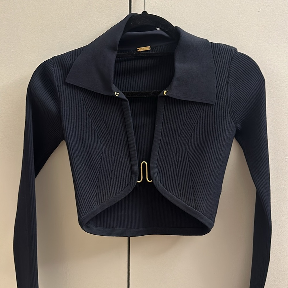 Cult Gaia Black Ribbed Crop Top - Picture 2 of 4